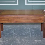 Coffee Table Military Campaign with Brown Leather Top from Harrods London