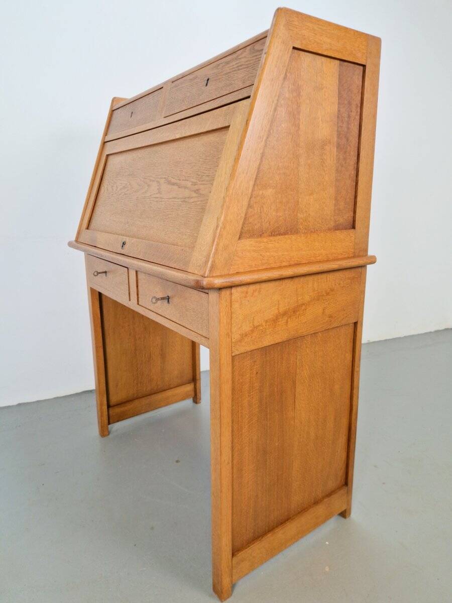 Art Deco Arts & Crafts Secretary in Natural Oak, 1930s