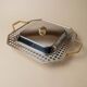 Vintage stainless steel serving tray Inoxpran Orchidea line, silver with gold-plated edge, Italian 1980s design