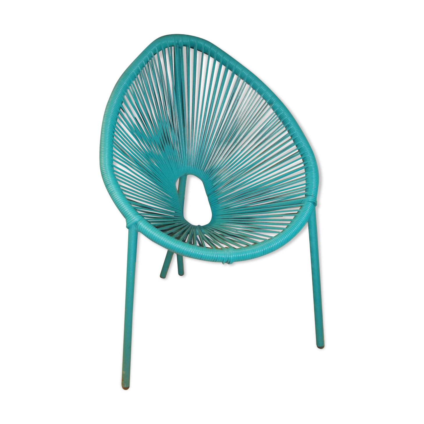 Fauteuil coquille enfant scoubidou vintage