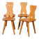 Suite de 4 chaises en bois à dossier zoomorphe, 1960