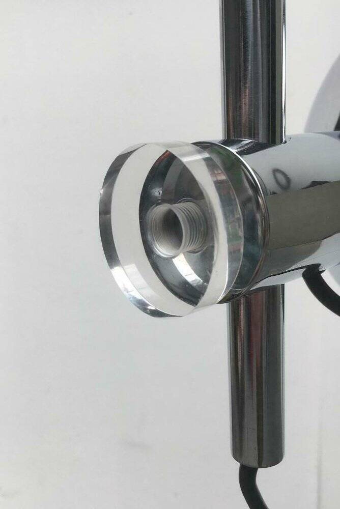 Chrome metal arc floor lamp Space Age mid-century by Cosack, 1960s