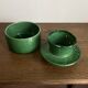 Foucart Jourdan Green glazed earthenware butter dish with water reservoir, 1960