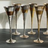 6 Vintage Silver-Plated Brass Champagne Flutes