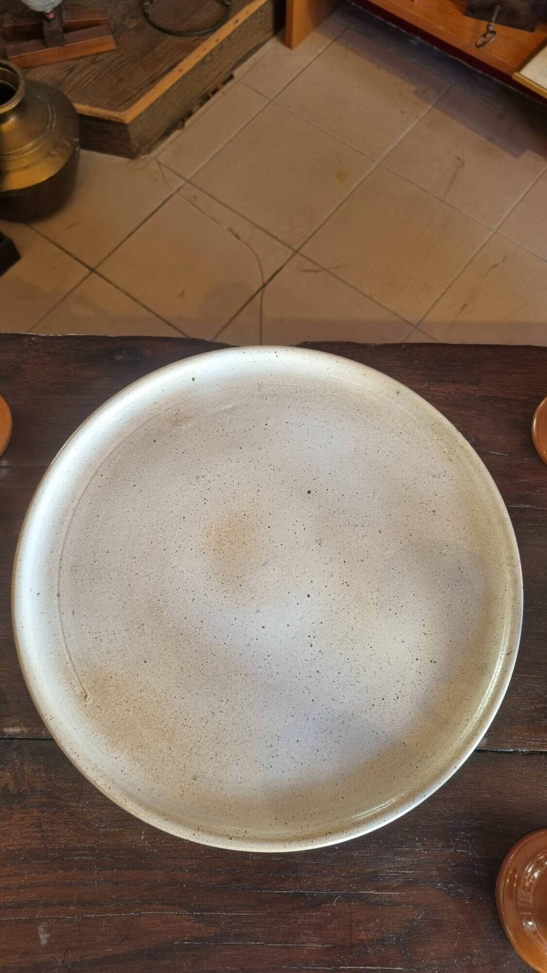Large pie or cheese dish in stoneware