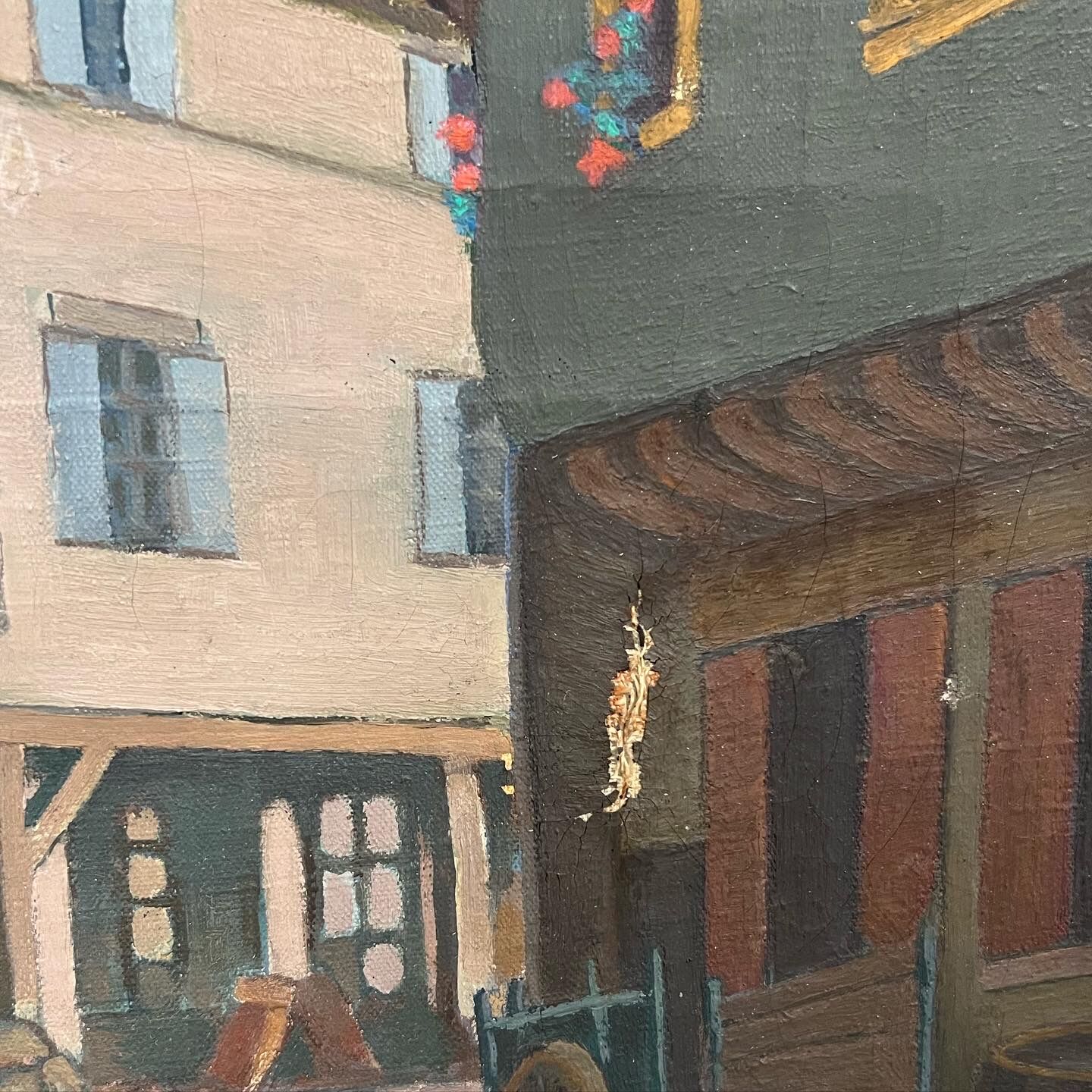 Painting of a French country village