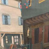 Painting of a French country village