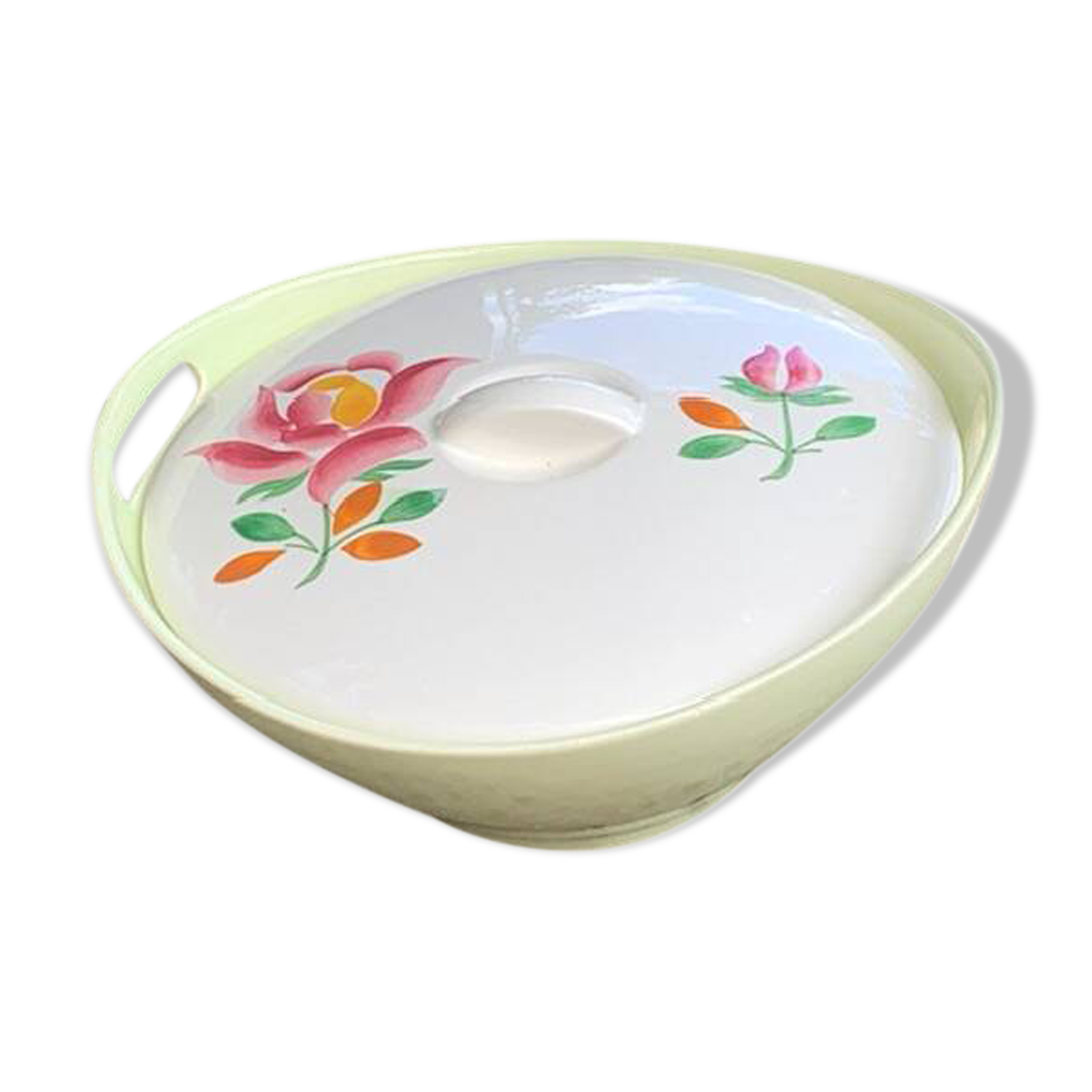 Soup tureen, Gien France, Princess model, in enamelled ceramic, vintage