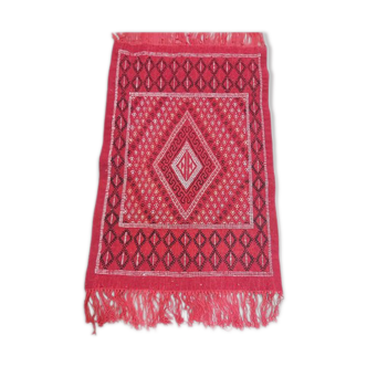 Tapis margoum rouge fait main en pure laine, 105x70 cm