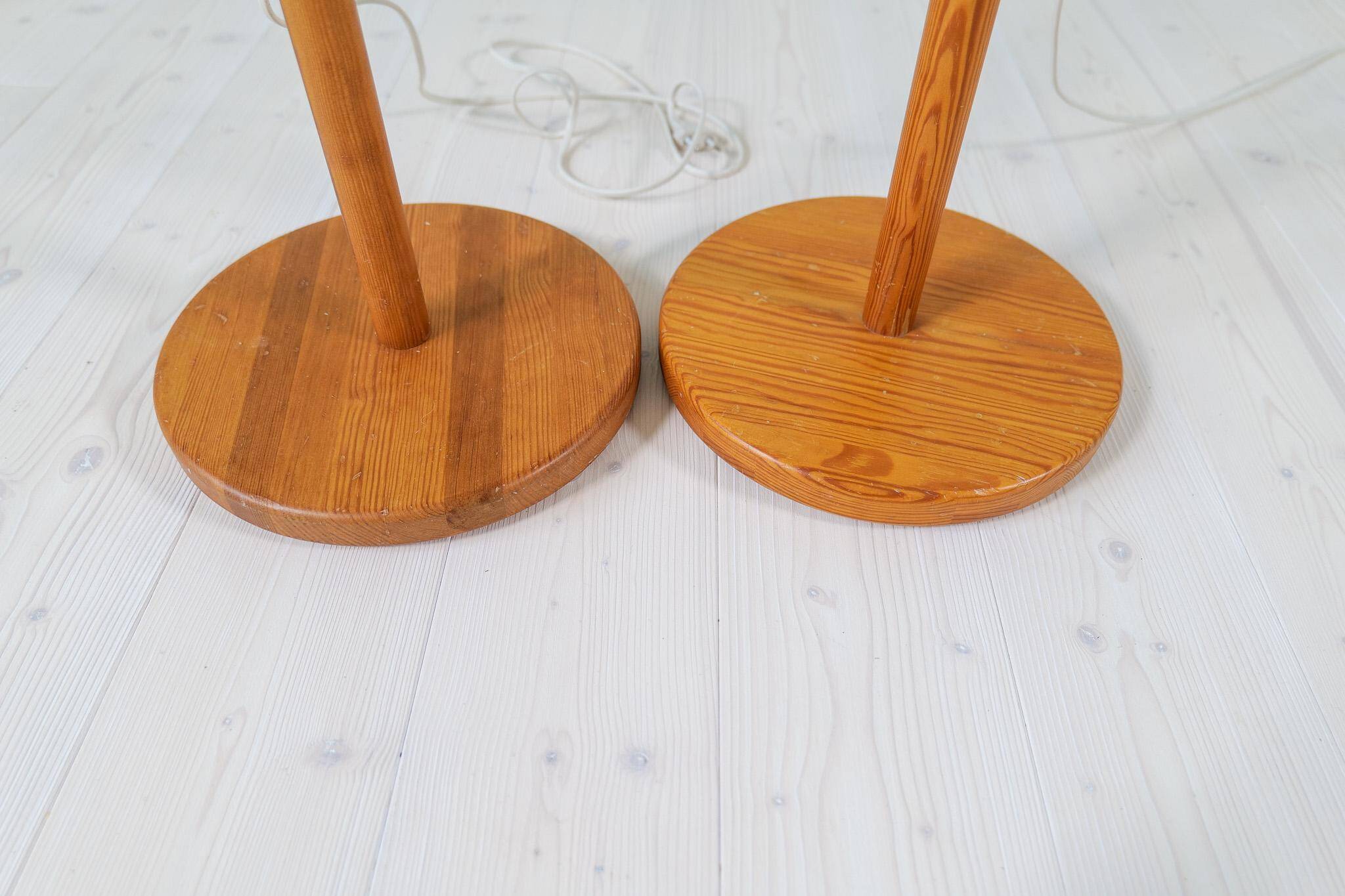 Sculptural modern floor lamps in pine, Yngve Ekström Sweden 1970s