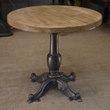 Cast iron pedestal table 1900 Round beech top