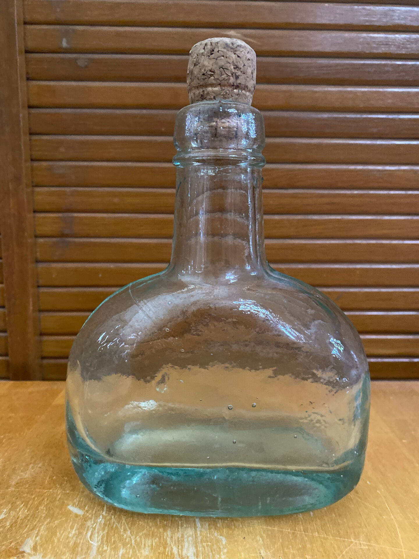 Bouteille Ancienne Verre Bullé + Bouchon Liège Vintage #E349