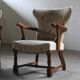 Vintage Danish Art Deco Pair of Armchairs in Solid Oak - 1940s