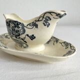 Saucière ancienne en terre de fer "Les Violettes" Salins