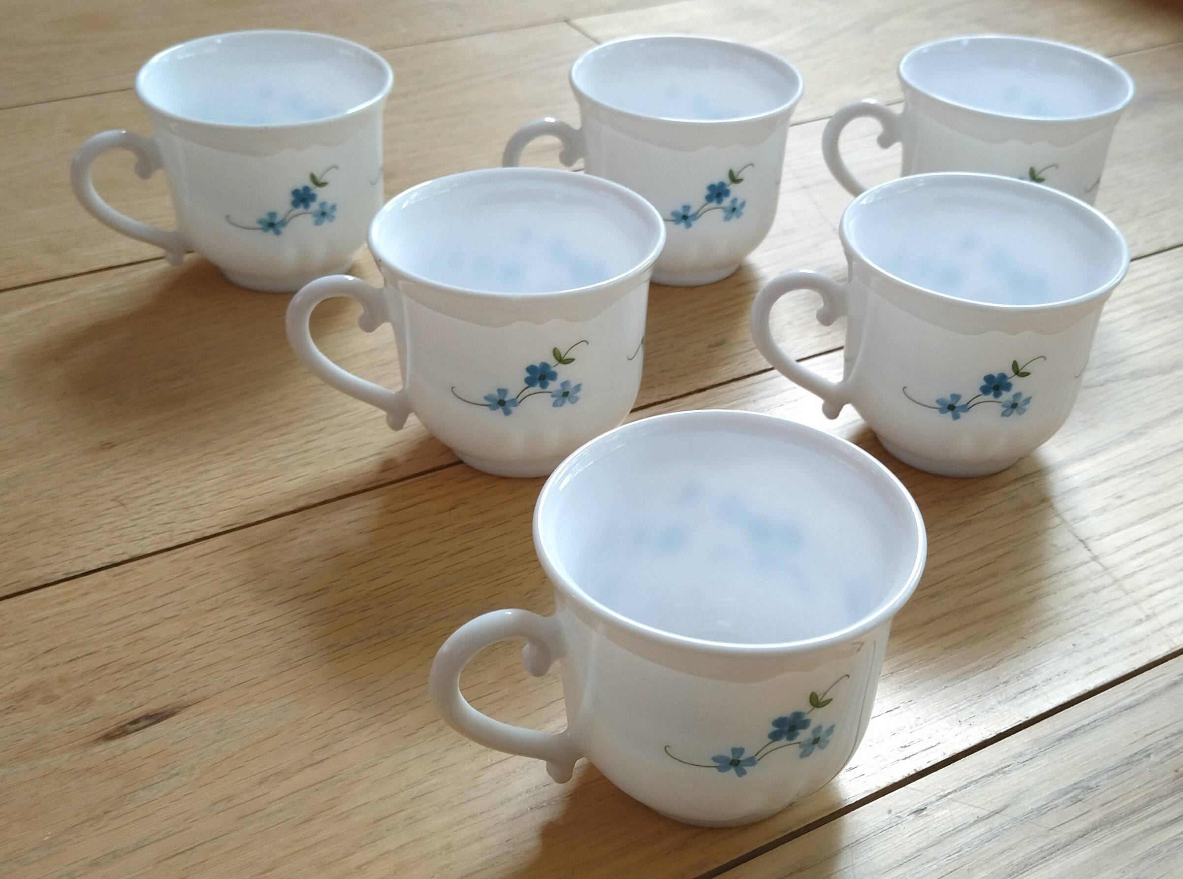 Set of 6 coffee cups model Véronica, forget-me-not