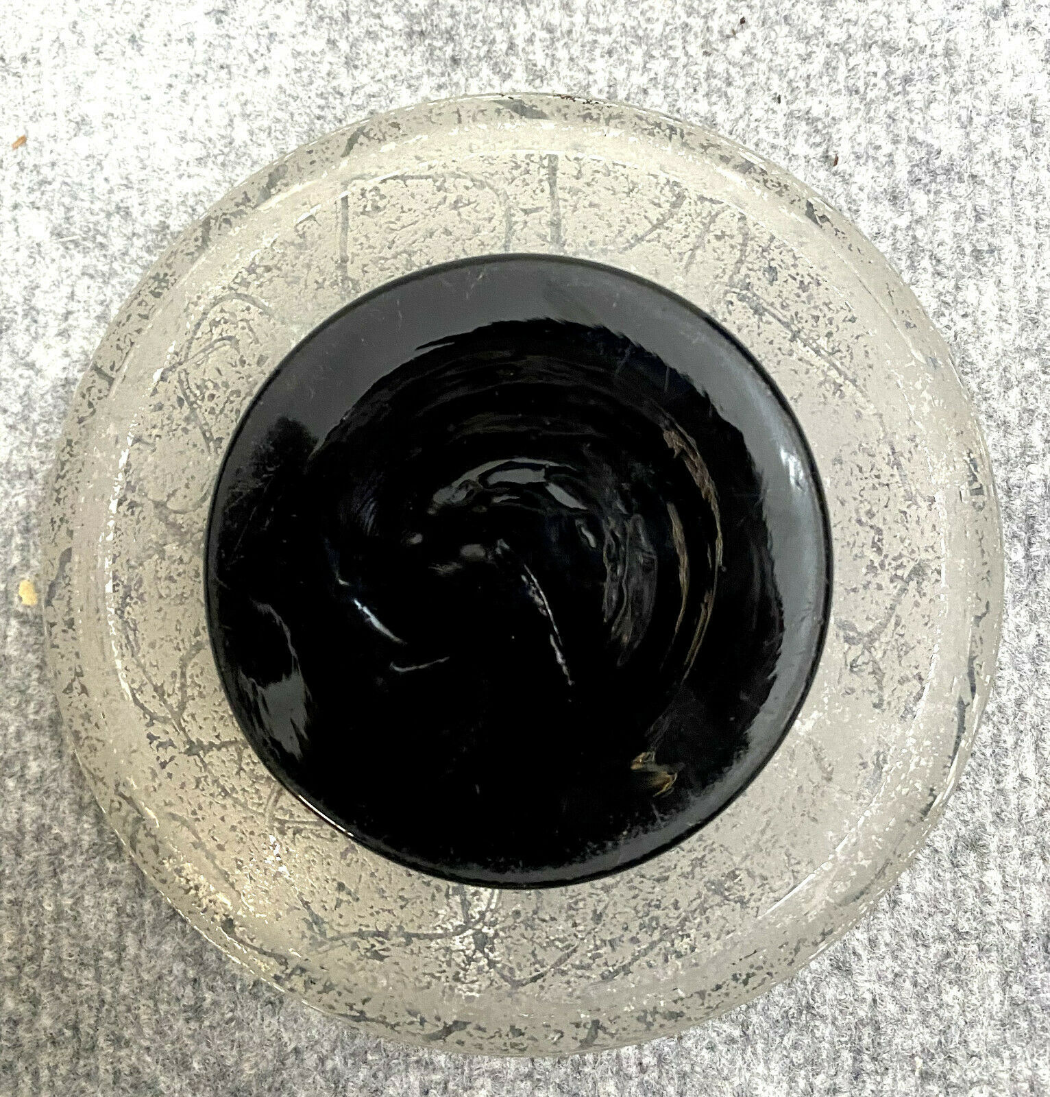 Daum circa 1950: frosted glass caviar cup on black pedestal
