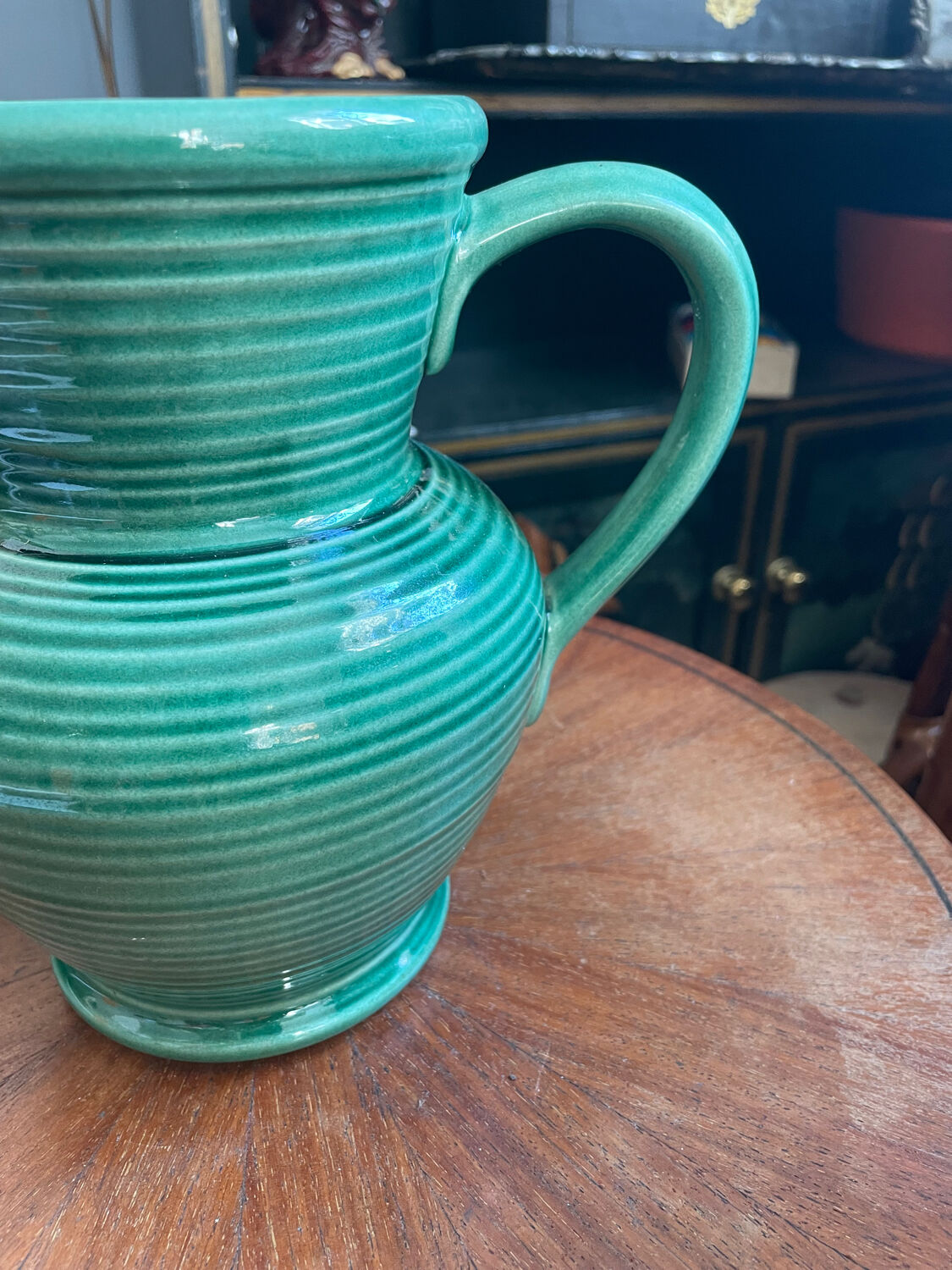 Portugal ceramic green pitcher
