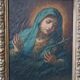 Old oil painting on canvas "Our Lady of Sorrows"