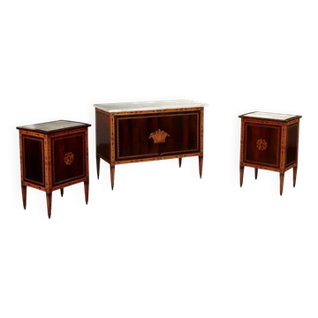 Neoclassical antique bedroom suite in various woods, Tuscany, 18th century.