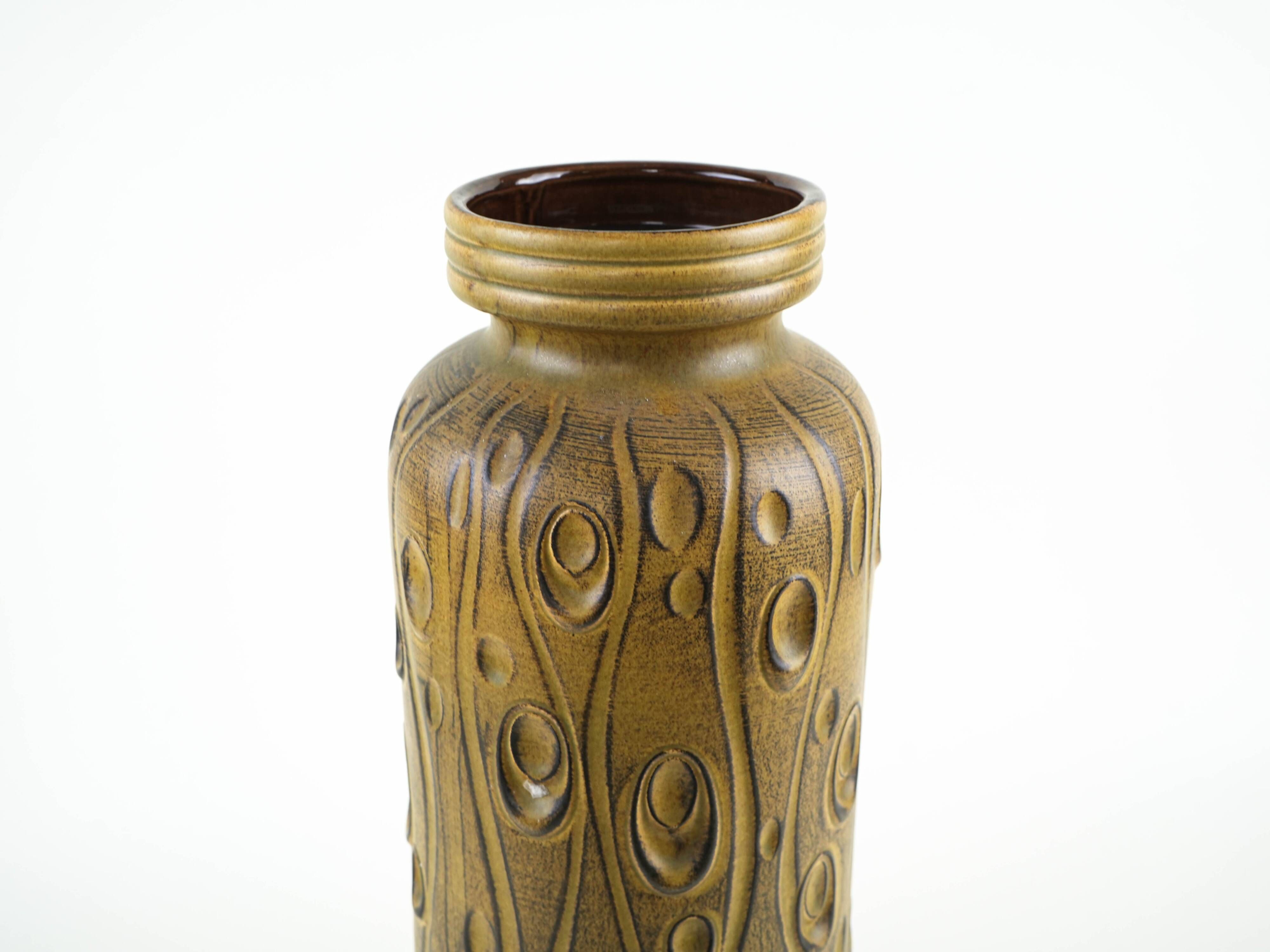 West German Fat Lava ceramic vase, glazed relief surface, 1970s