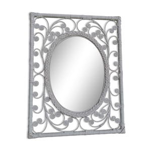 Miroir rotin blanc 76 cm x 60 cm