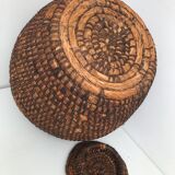 Round straw basket 50s-60s