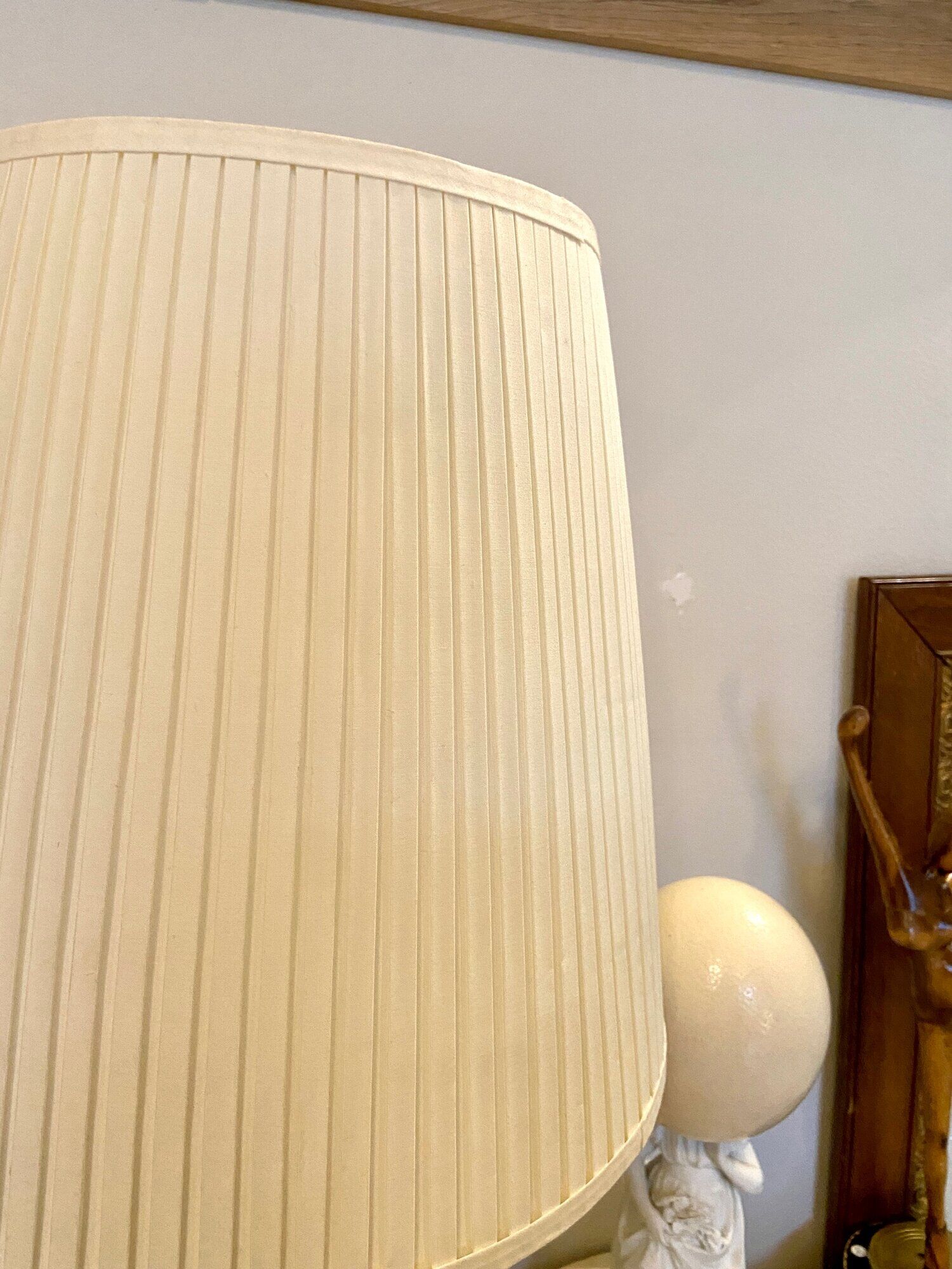 Table lamp in beige pleated cotton and chrome aluminum