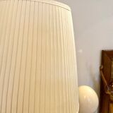Table lamp in beige pleated cotton and chrome aluminum