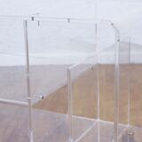 Plexiglas coffee table with vinyl compartment and magazines rack