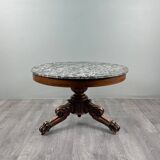 Carved wooden pedestal table with a marble top, Napoleon III period