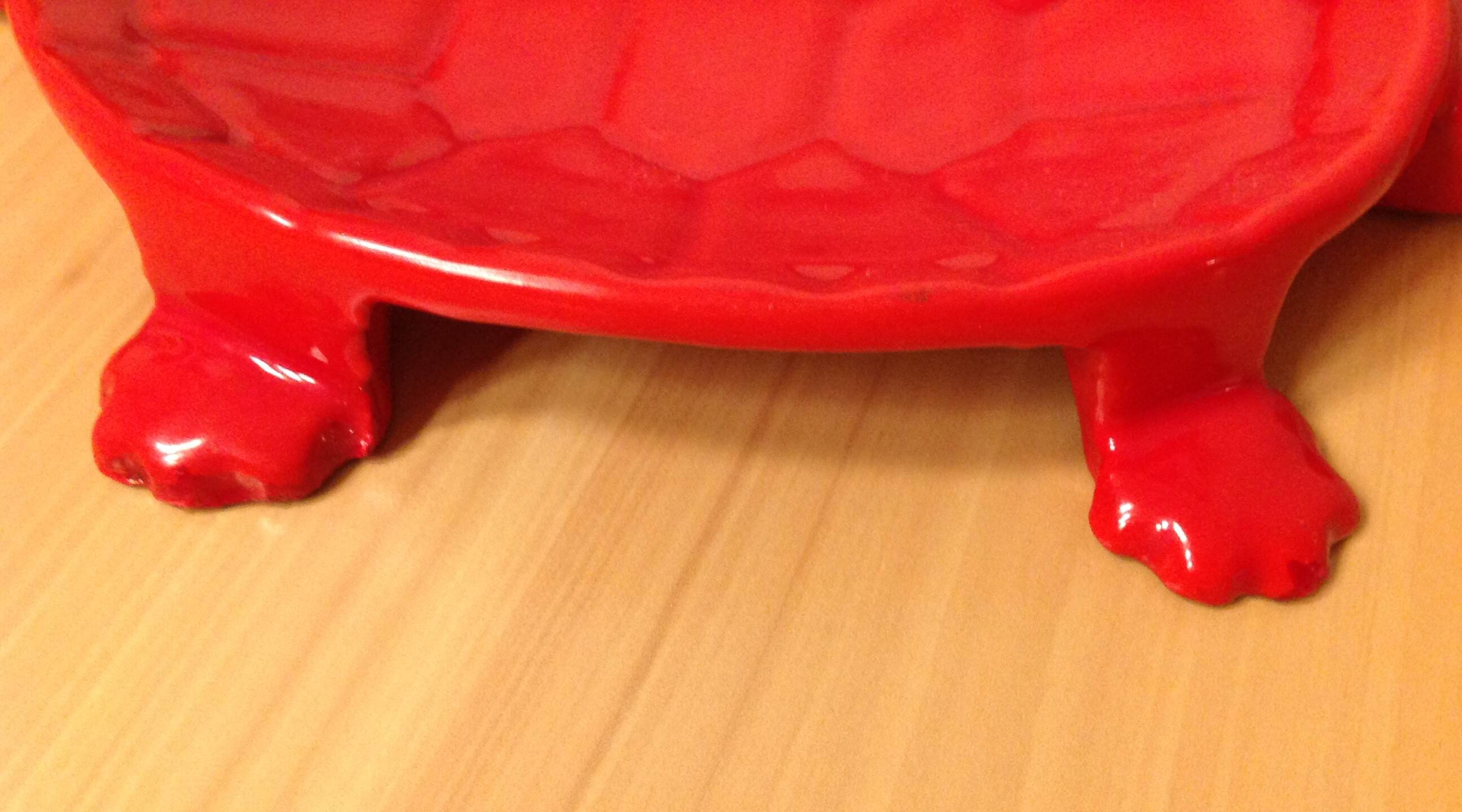 Turtle pocket emptier in enameled red cast iron by Castirone France