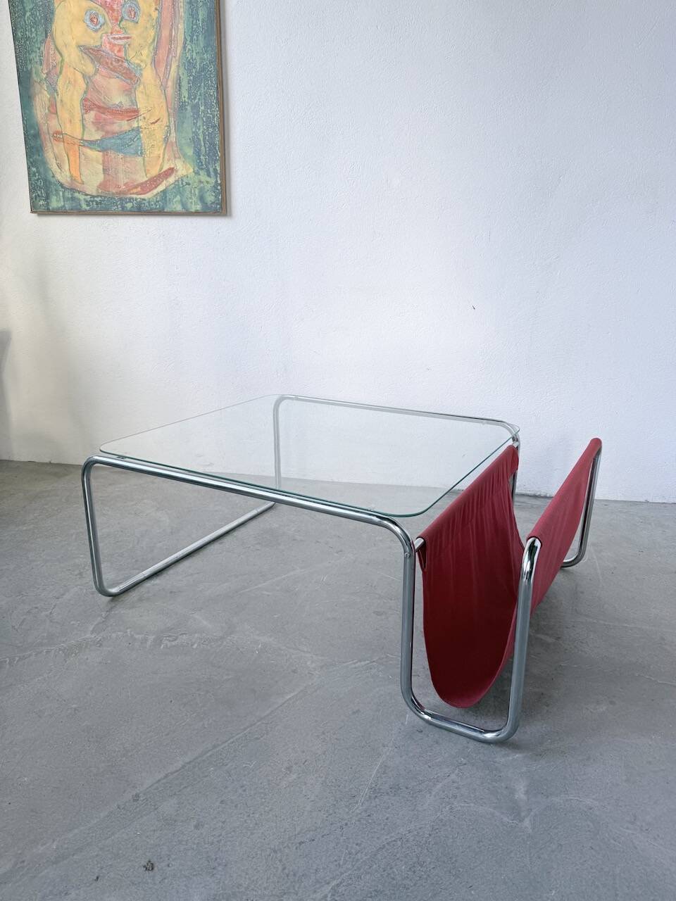 Table basse moderniste Bauhaus en acier tubulaire