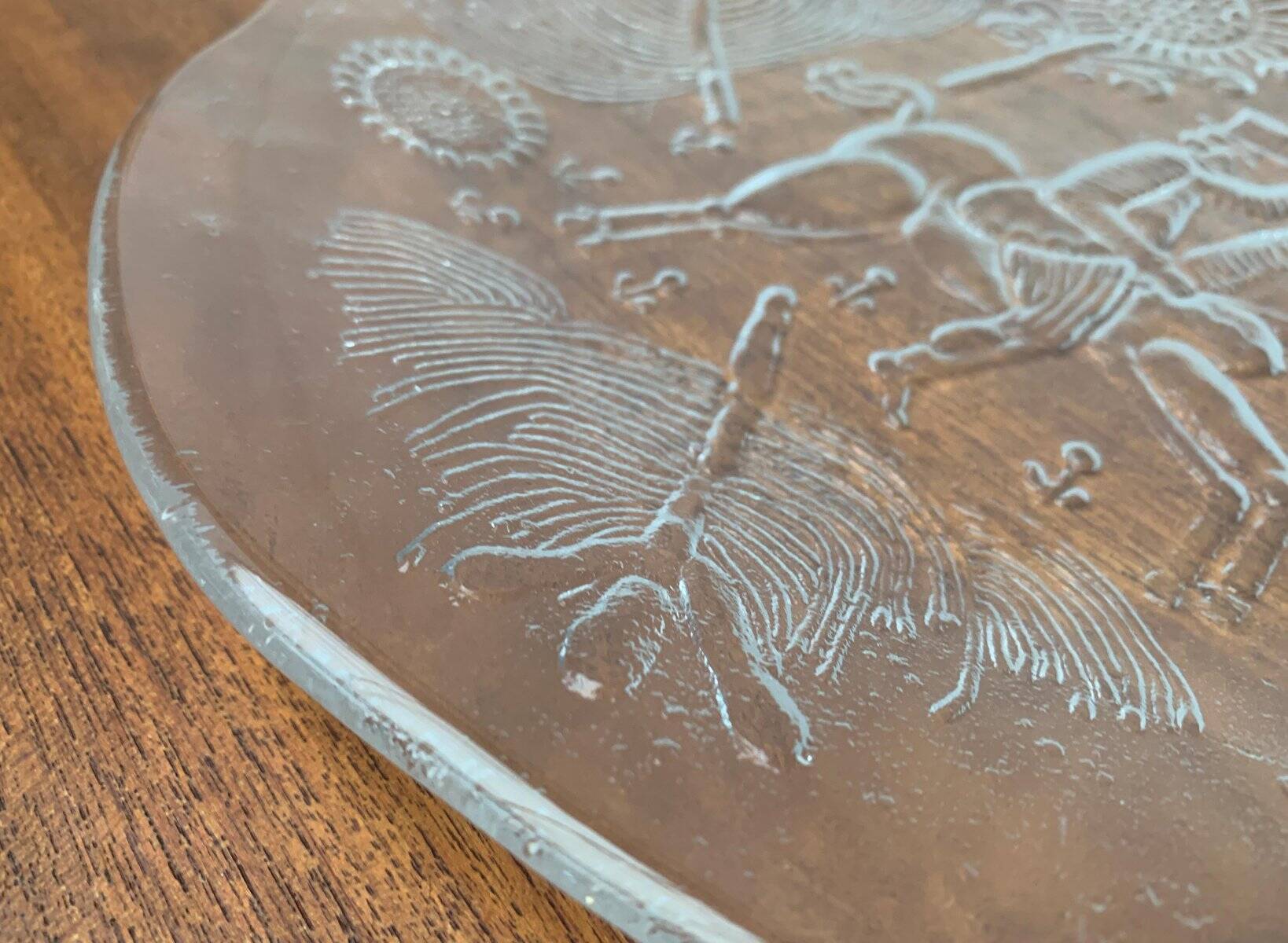 Vintage Swedish glass plate Doran by Goran Warff for Kosta Boda