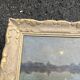 Antique Painting - Night Landscape by the Water and Golden Frame