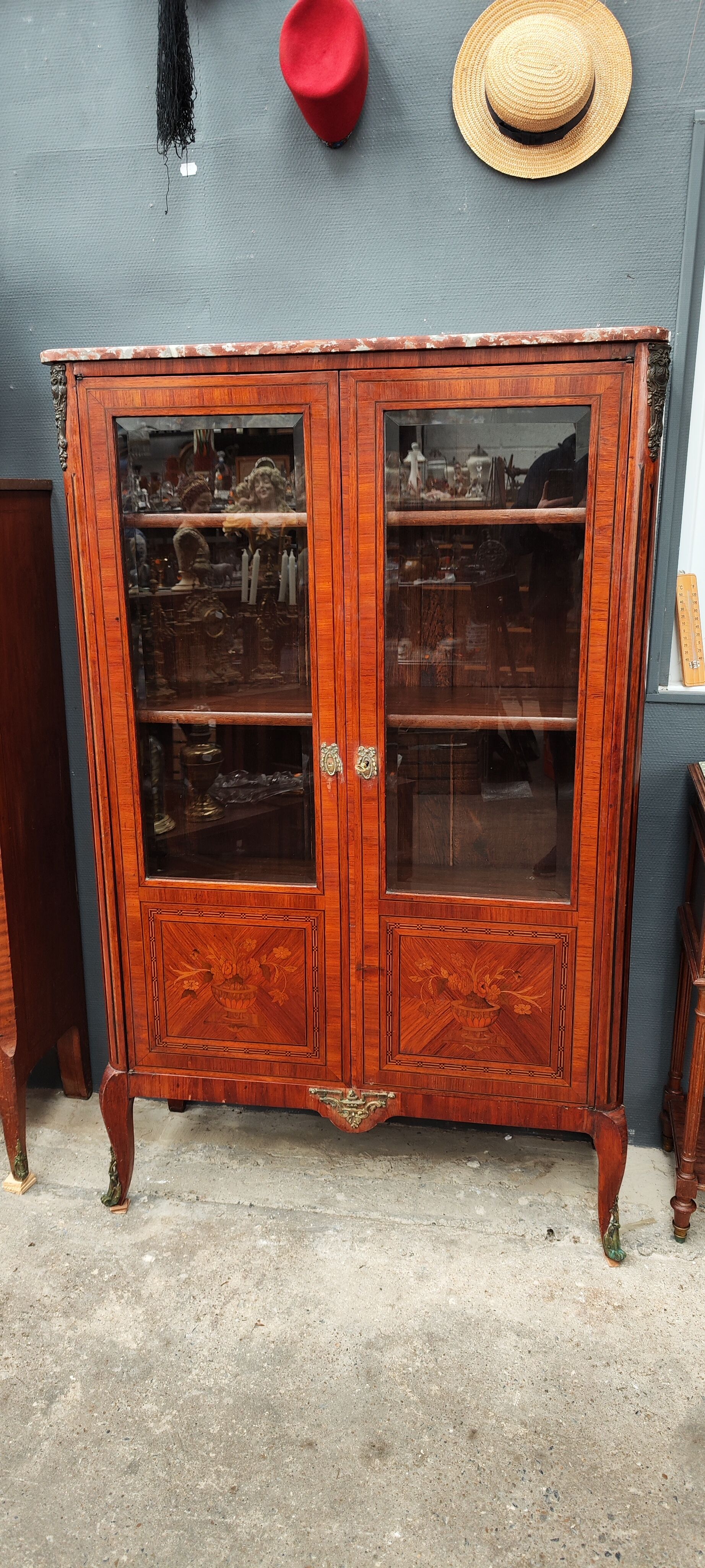 Old marquetry library showcase