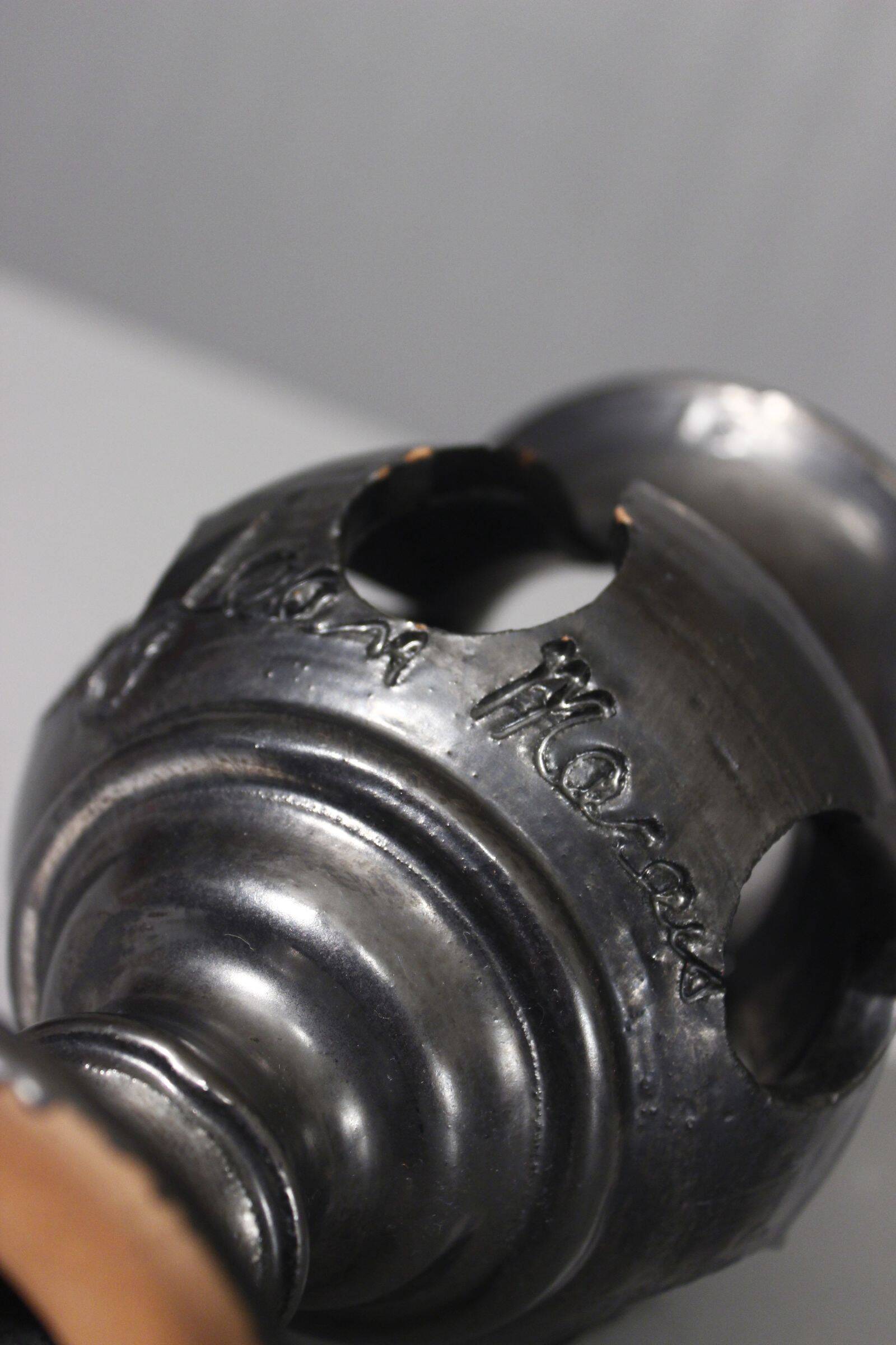 Jean Marais in Vallauris Black glazed candle holder 1970s