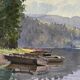 Watercolor painting by G. GIRARDOT (1856-1914) Lake Chevillon dated 1903