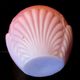 Art deco ball vase in pink opaline enamelled with flowers, 4 shells in relief