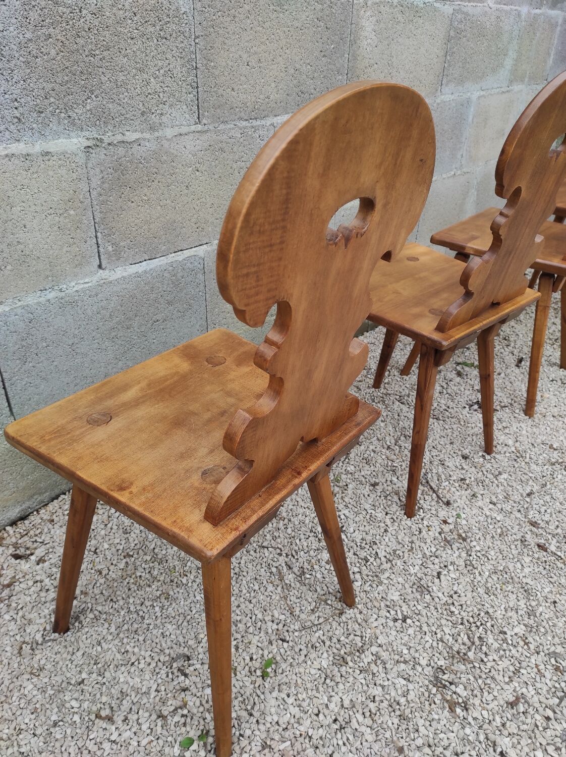 Set of 4 mountain chairs or blond wood chalet chairs