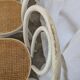 Set of 6 Vintage Thonet Style Dining Chairs: White Wood & Cane Seat