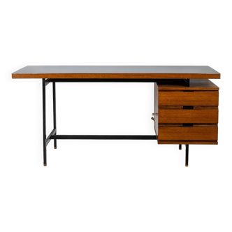 Pierre Guariche. Teak and lacquered metal desk. 1960s.