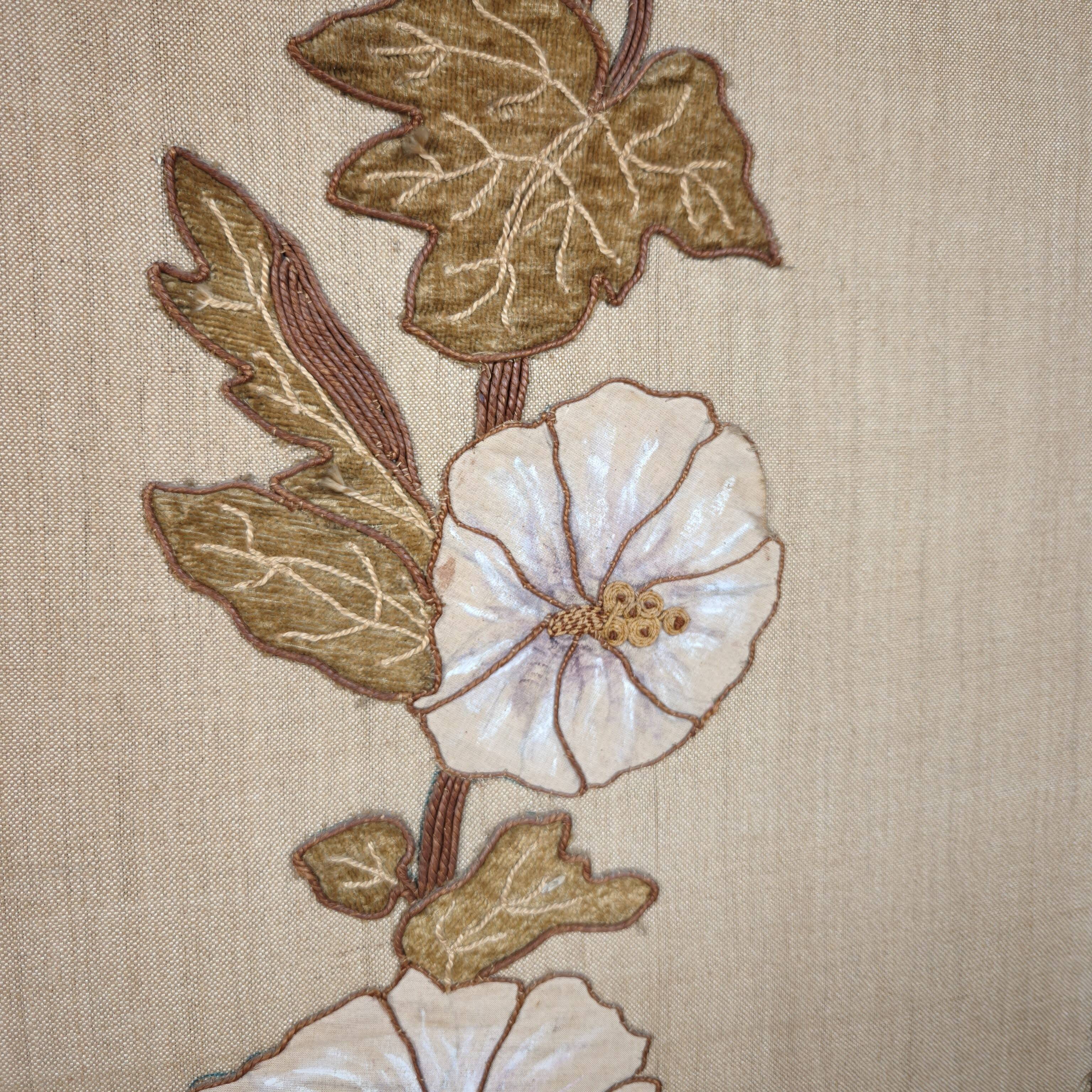 Art Nouveau Room Screen with Embroidered Floral Panels, circa 1900