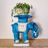 Vintage 1970s ceramic elephant plant stand side table
