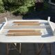 White oval table solid wood base
