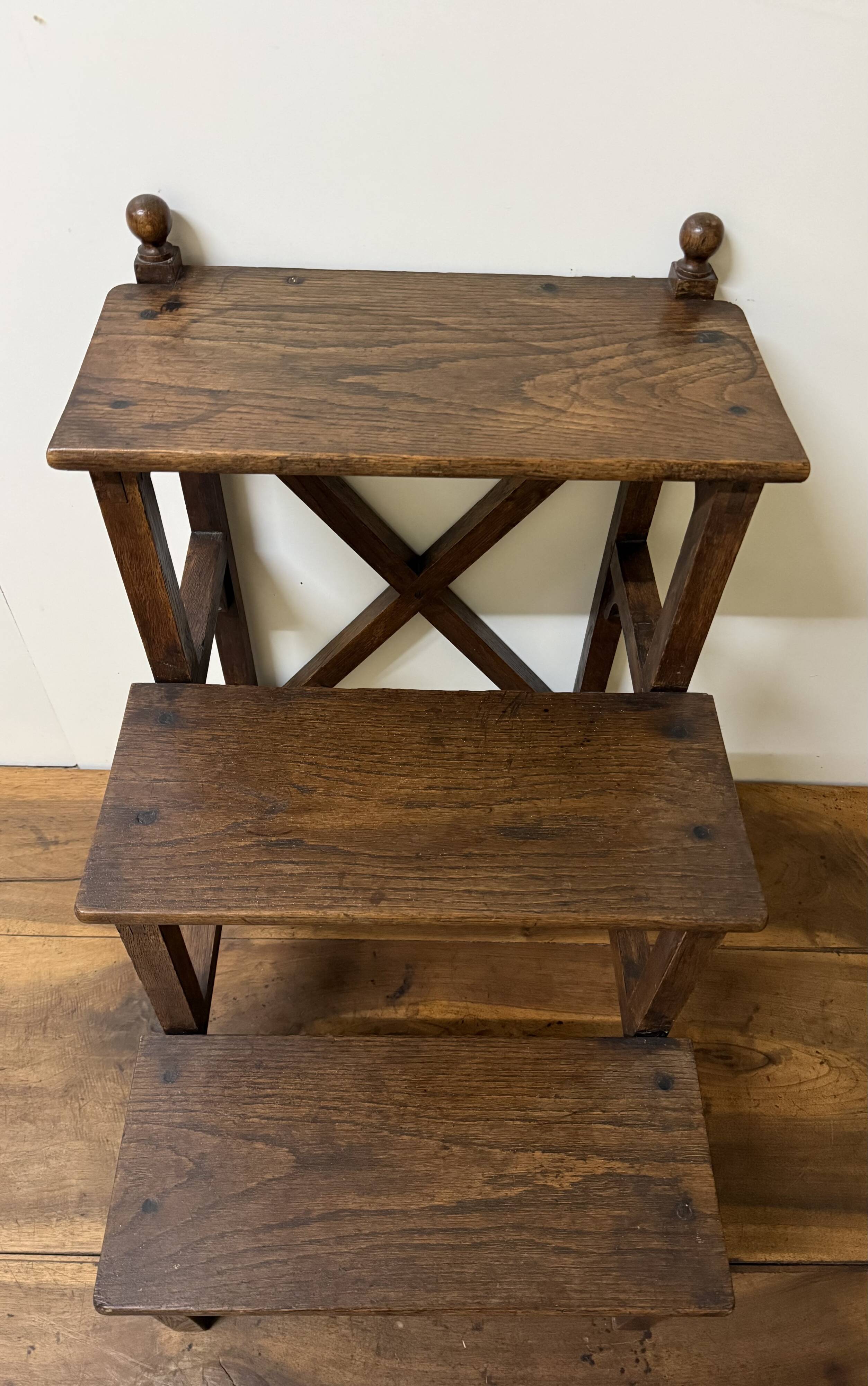 Library step ladder in oak