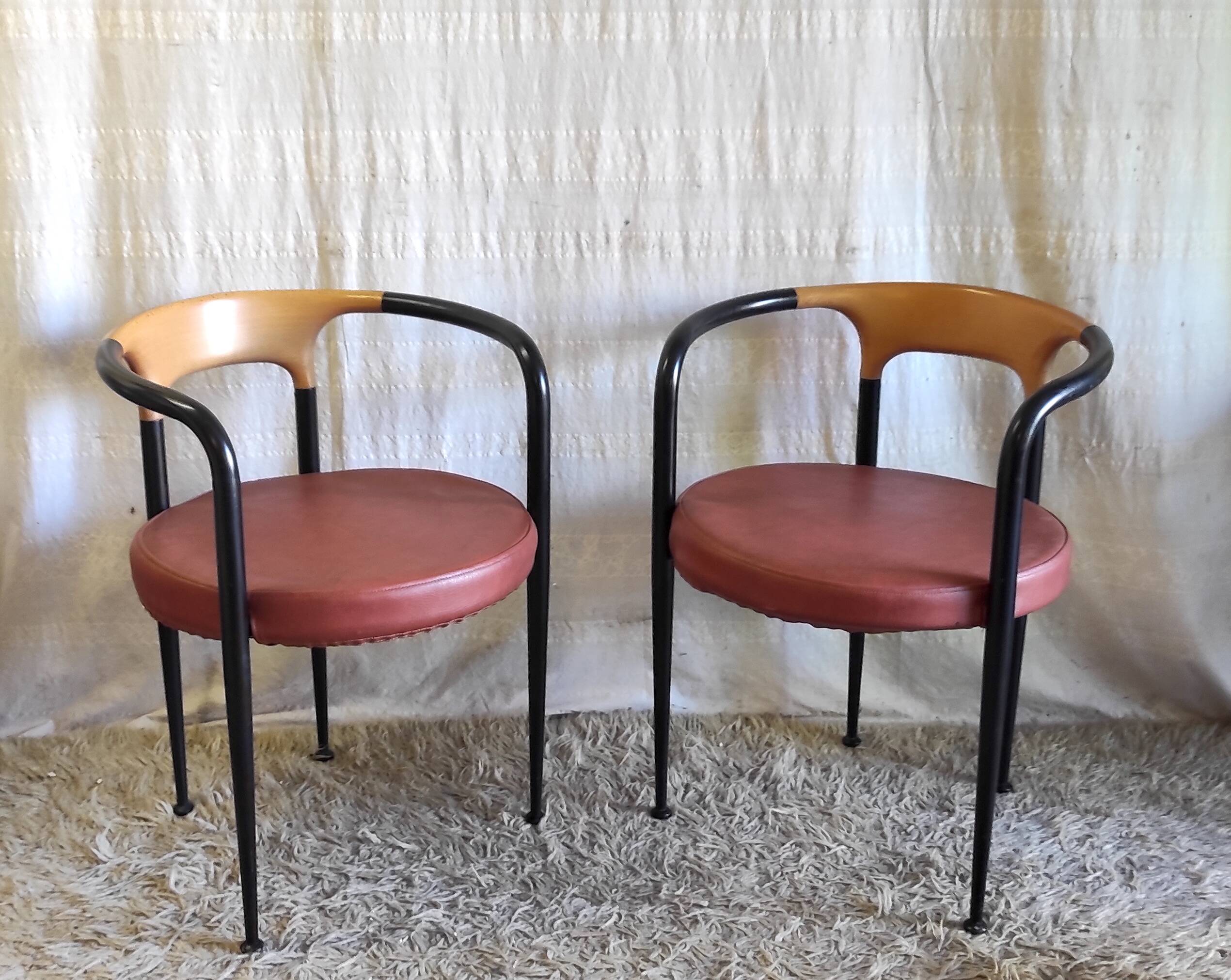 80s metal and wood designer chair