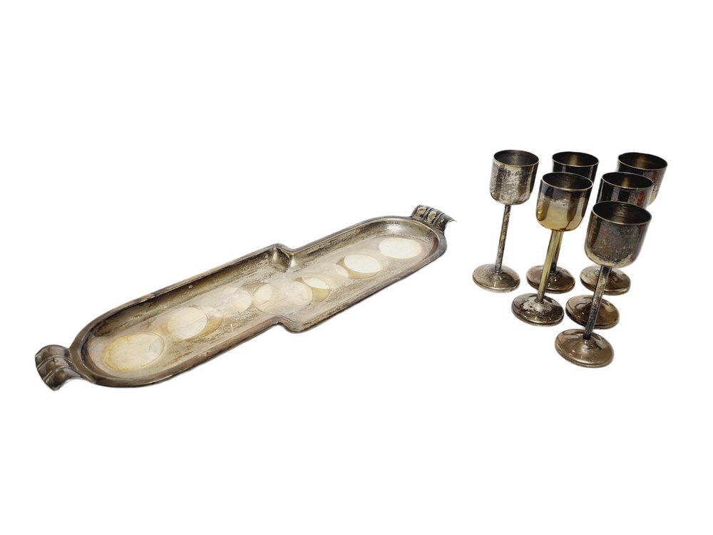 Ensemble de boissons Art Déco de Szandrik, Hongrie, années 1930, ensemble de 7 pièces.