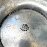 French pewter punch bowl set with 10 cups and ladle – grapevine Etain