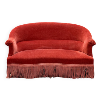 2-seater bench in terracotta velvet