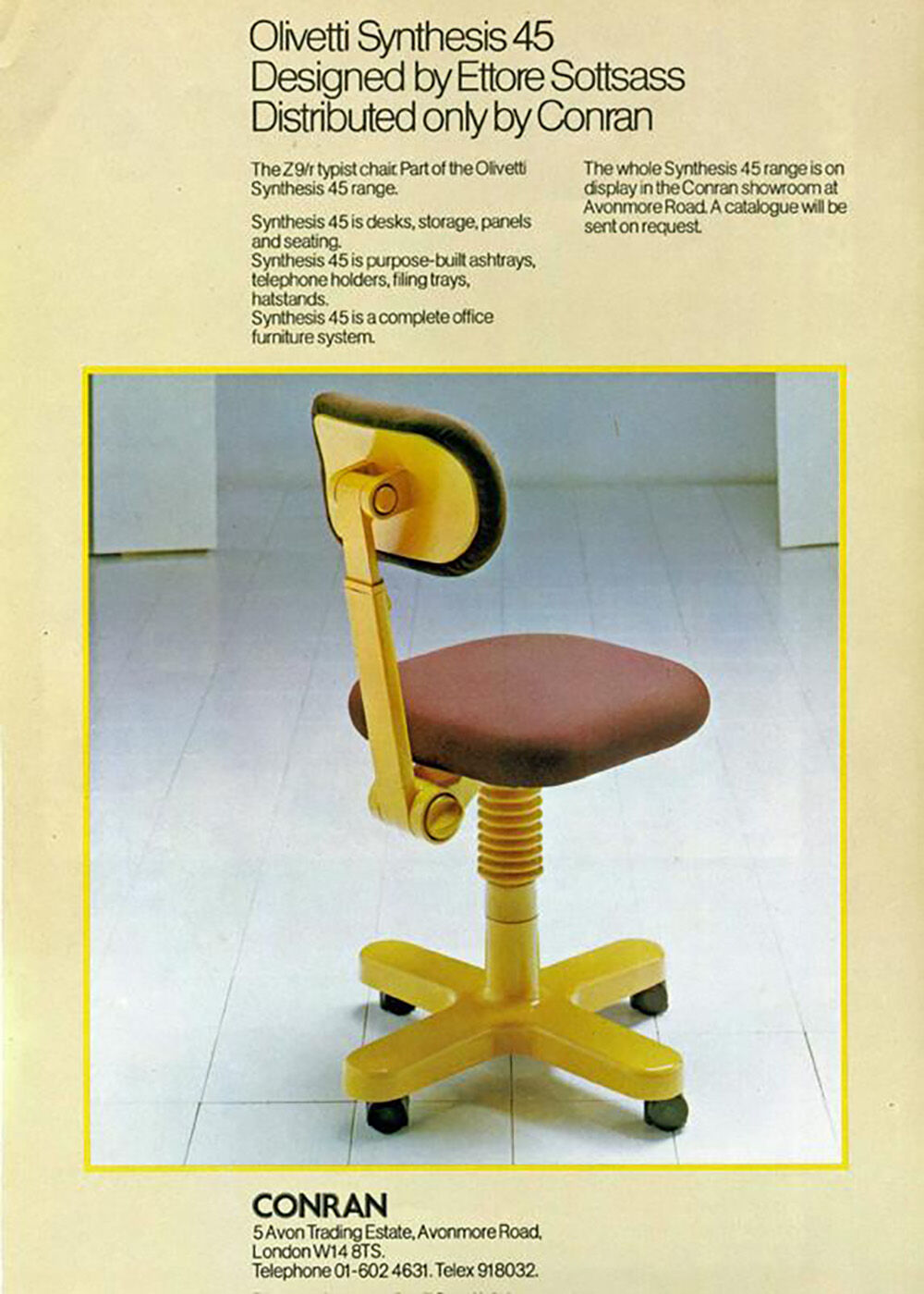 Desk chair 45 Syntesis by Ettore Sottsass for Olivetti